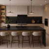A modern kitchen with Nero Marquina Sintered Stone